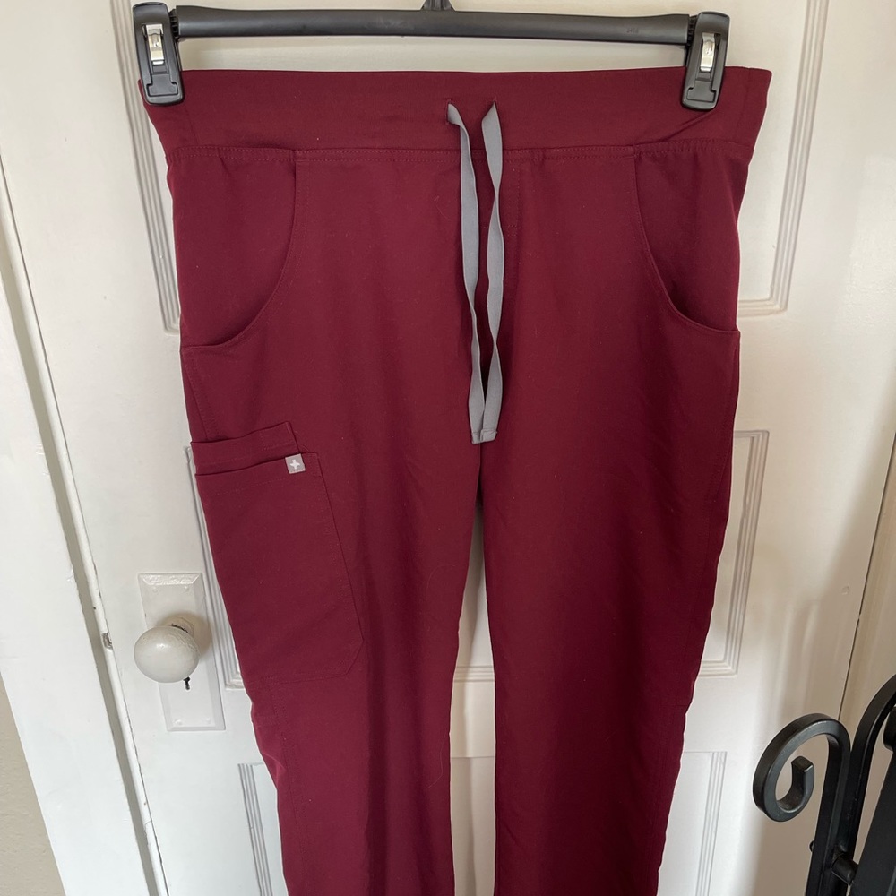 Kade Cargo Scrub Pants by Figs in Rare Burgundy